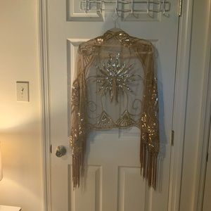 Sequined Fringe Golden Sunshine Shawl
